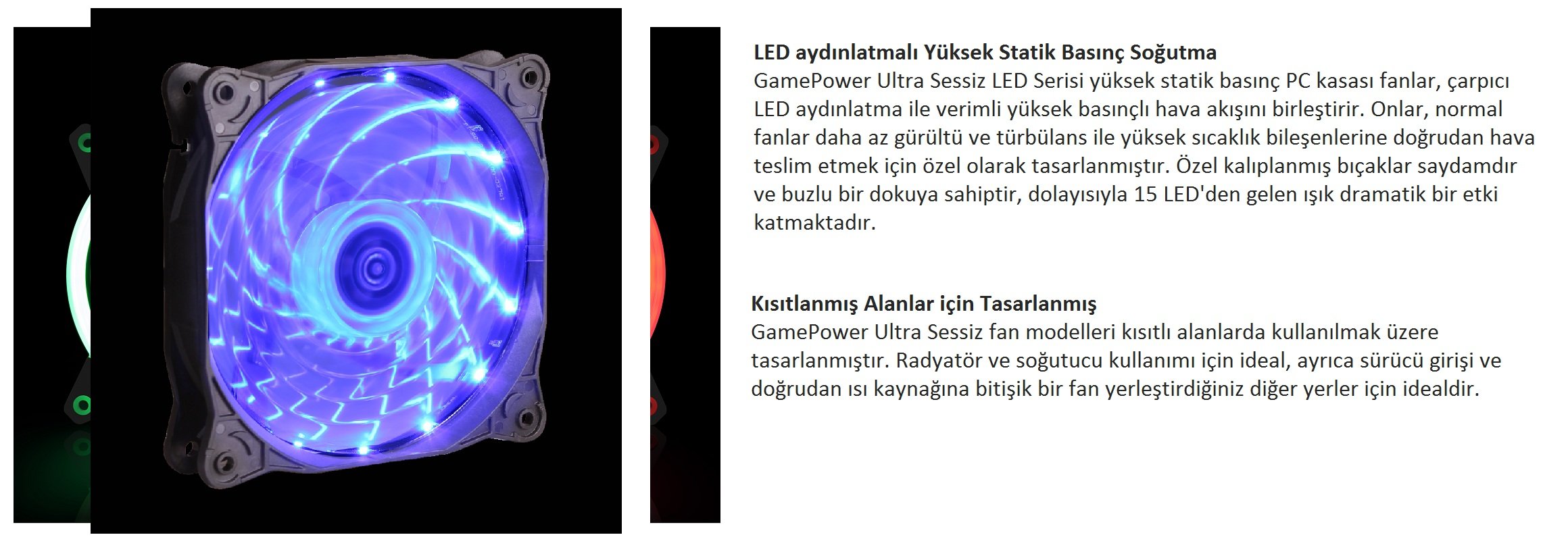 Gamepower GF-12B Ultra Silent 12cm Mavi Ledli Kasa Fanı